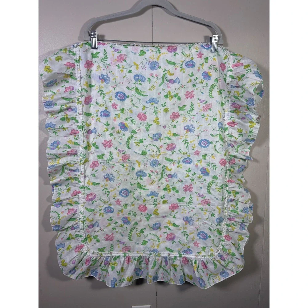 Vintage Floral Ruffled Pillow Sham Set of 2 Cottagecore 20x27 Pastel Shabby